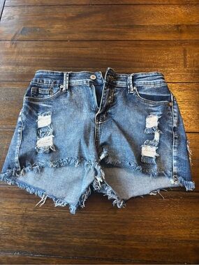 Distressed Denim Women's Shorts - Blue